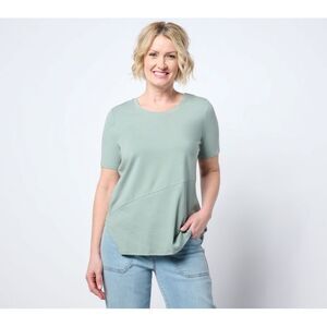 Anybody Women's Top Sz 2XS (XXS) Cozy Knit Asymmetrical Ribbed Hem Green A689696
